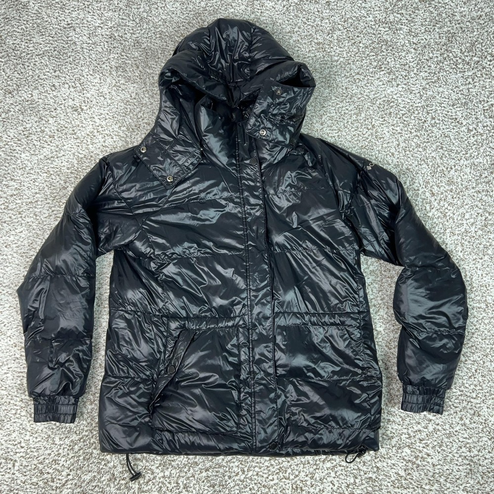 Columbia Jacket Womens M Black Omni-Heat Down Puffer Hooded Winter Outdoor Coat